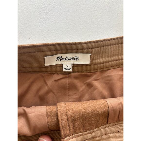 Madewell Camel  sz 6 Wool button front miniskirt A-line tailored classic fall - Picture 7 of 7
